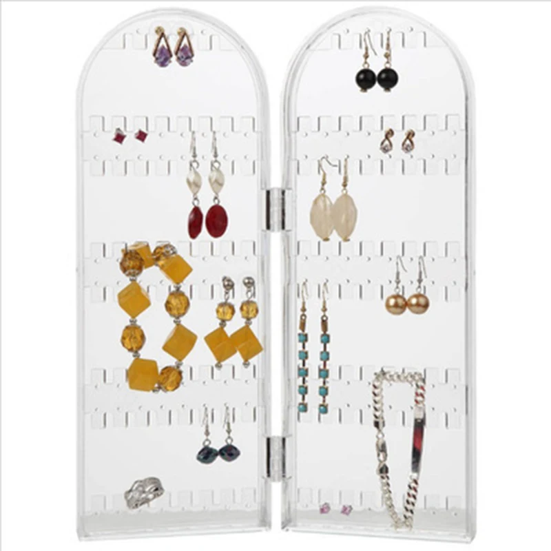 Acrylic Earrings Holder for Women  Fordable Screen Necklace Display Rack Hanging Jewelry Organizer Stand Organizer