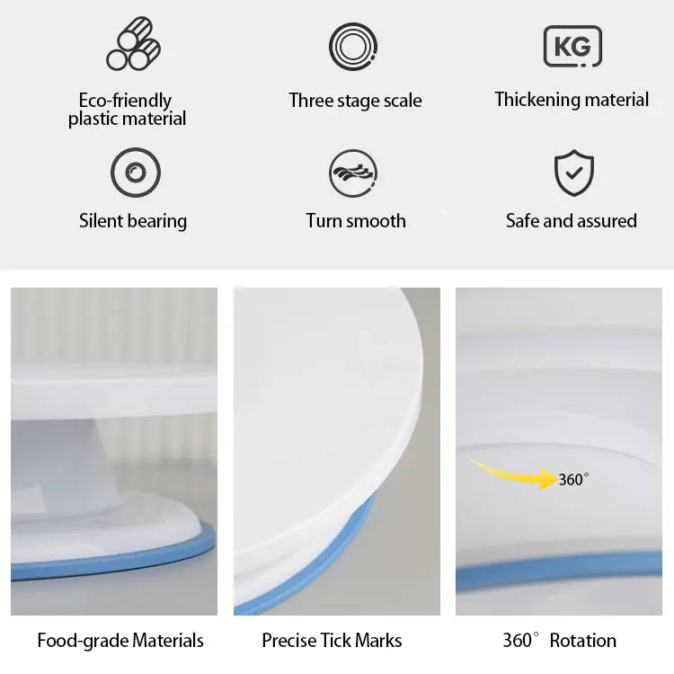 Lightweight Plastic 11 Inch Cake Dessert Decorating Stand Rotate Turntable Revolving Cake Turn Table With Non-Slip Bottom
