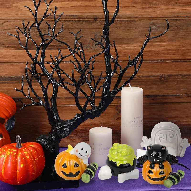 Halloween Ceramic Ghost Pumpkin Tombstone  Indoor Party Table Top Decoration Halloween decoration