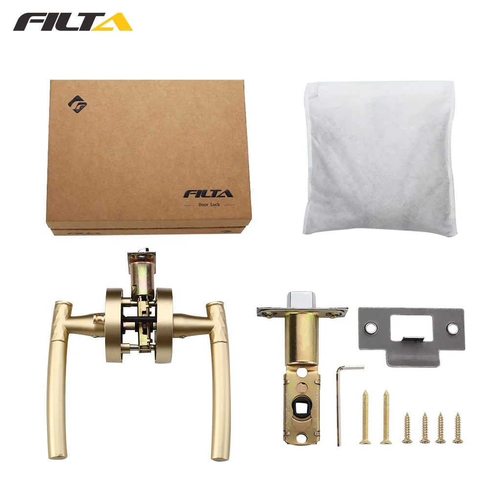 FILTA  Privacy Tubular Round Matt Black Lever Door Handles American Bathroom Handle Door Locks