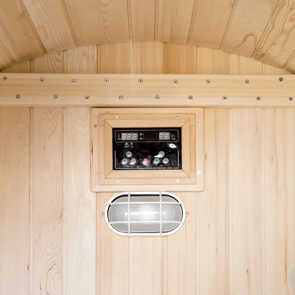 4-6 People Cedar Pine Hemlock Barrel Sauna Infared Sauna With Multi Layer Heat Technology