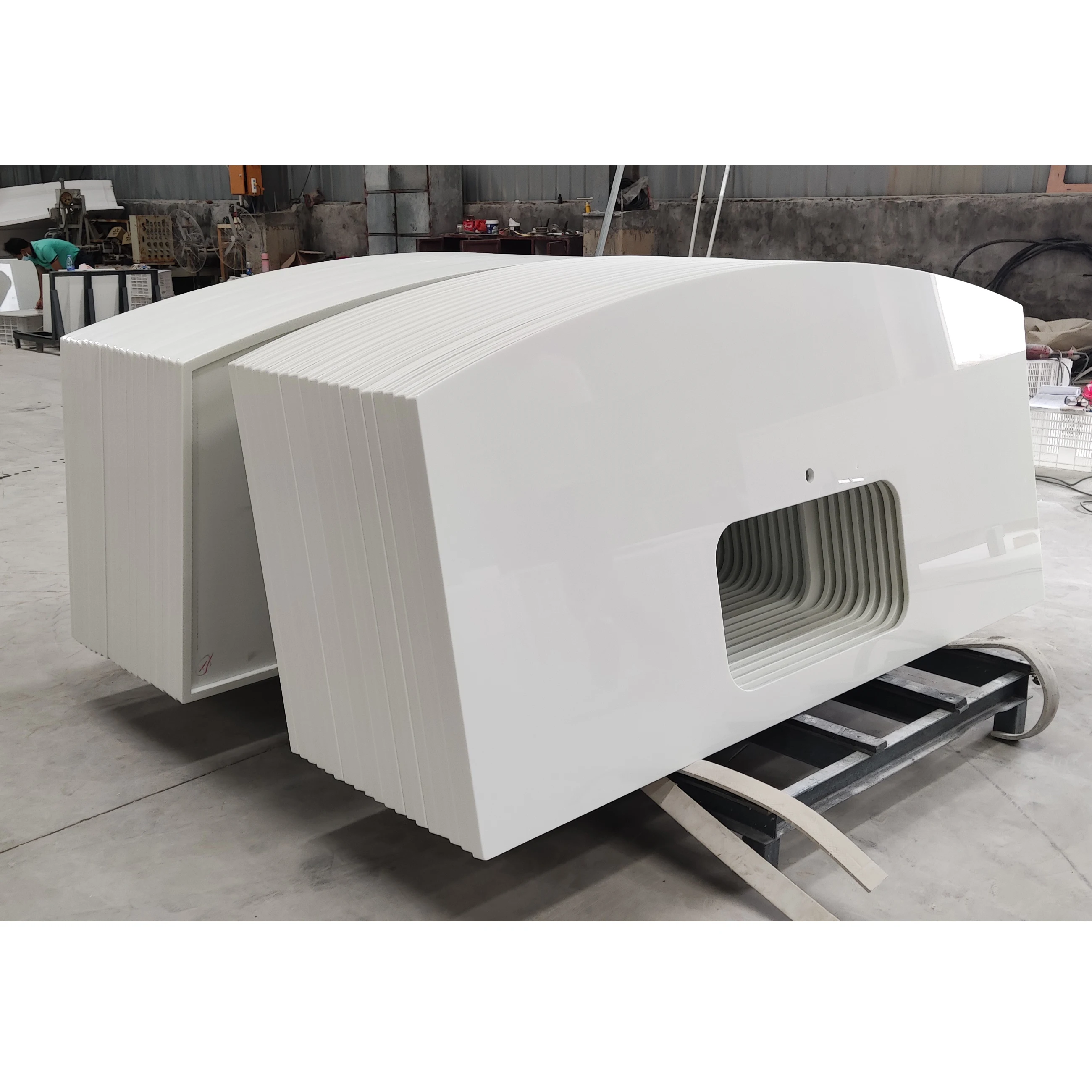 Nano Glass Countertop Kitchen Countertop Pure White Quartz Top