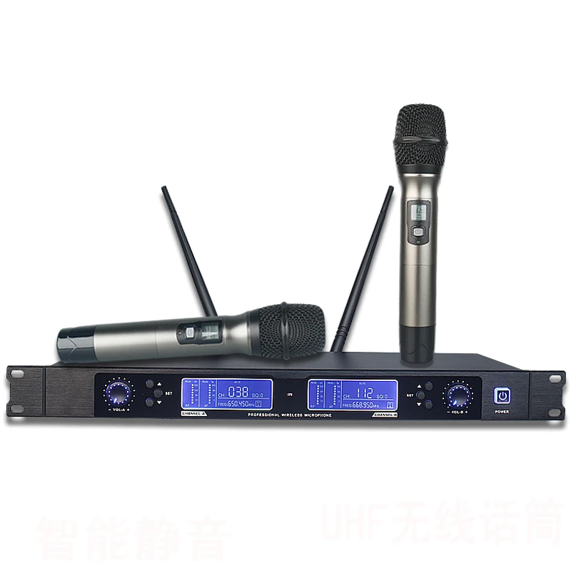 Stage Microfone  FM  Handheld Karaoke Cordless Professional UHF System Wireless Microphone for Singing