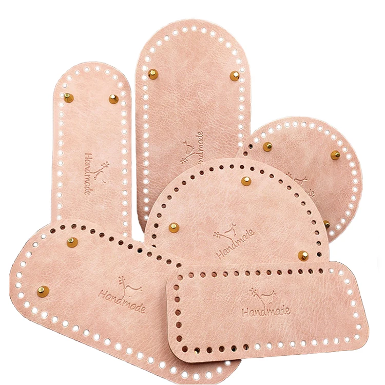 Customized PU Leather Handbag Bottom Parts Woven Bag Accessories Pink Handmade DIY Bag Kit For Women