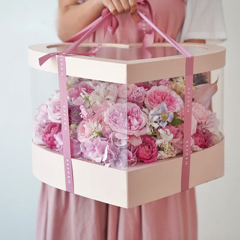 Eternal flower box clear box flower packaging 100 flower box for 99 roses packaging