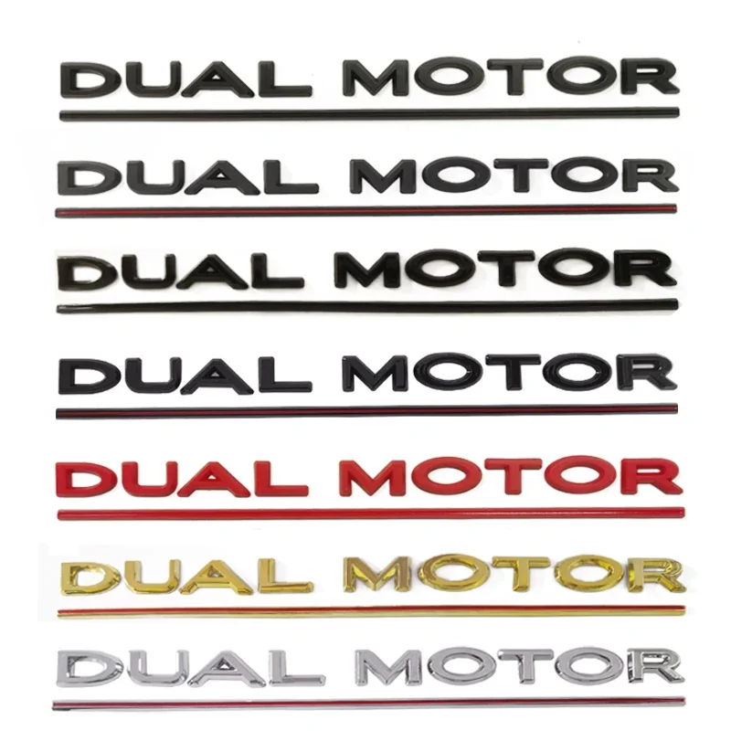 DUAL MOTOR Underlined Letters Emblem for Tesla Model Y 3 X S Car Styling High Performance Trunk Badge Sticker Chrome Black Red