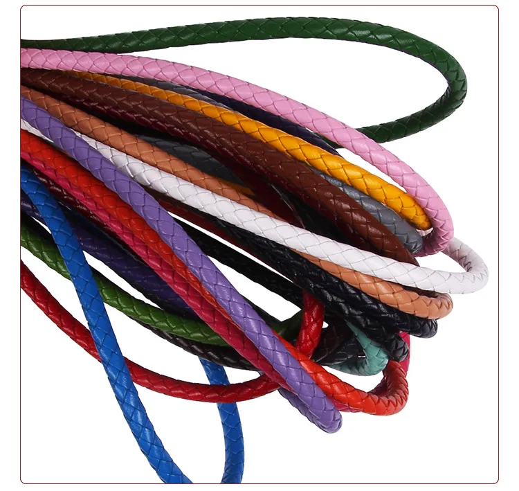 3/4/5/6mm colorful Braided Genuine Leather Bracelet Findings Round Leather Cord String Rope DIY Necklace Bracelet Making