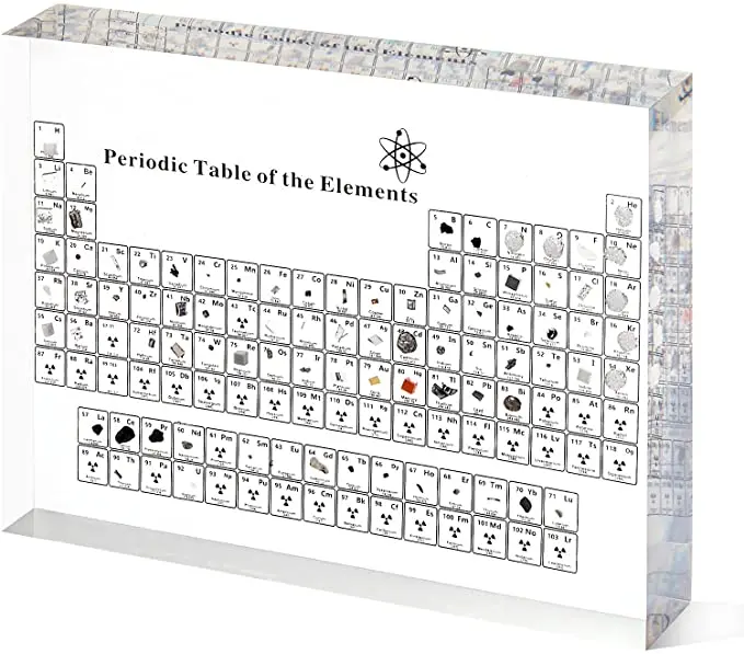 The periodic table of chemical elements With Real Elements Inside Acrylic Display Racks For Students Teachers Gifts
