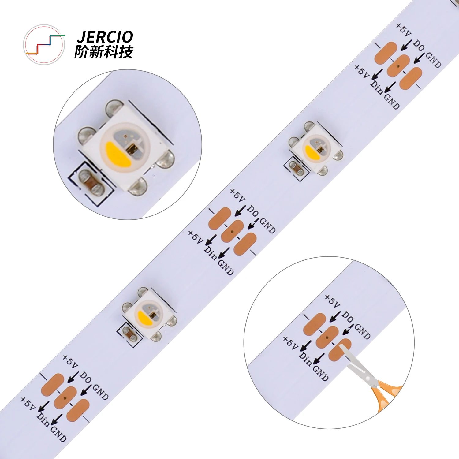JERCIO SK6812 / WS2812 / XT1511-RGBW (RGB+WW/NW/CW) Addressable built in ic 30/60/74/96/144 LEDs/m digital LED Strip