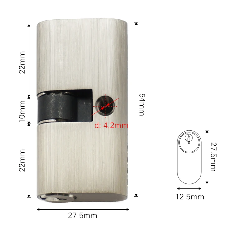 Security solid brass mortise lock cylinder,  Hyland OEM 45mm  half cylinder, one side open door lock cylinder