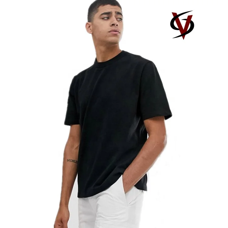 Custom Plain Solid Color Loose Fit Tee Shirt Short Sleeves Black 100% Organic Cotton Plus Size T Shirts for Men