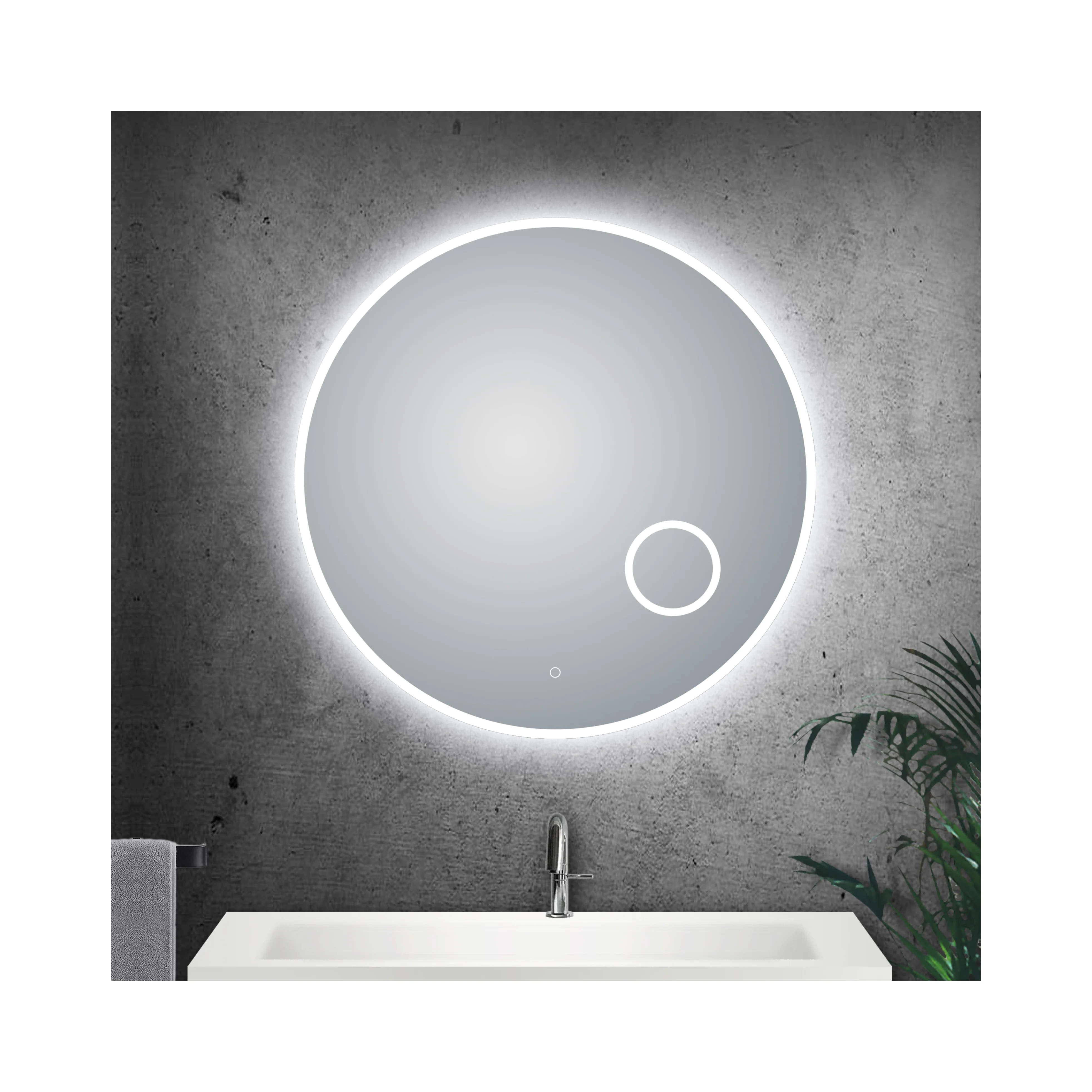 CE Certified Smart Bathroom Mirror with Touch-Controllable Lighting Magnifying Glass Environmental Protection Copper Home Use