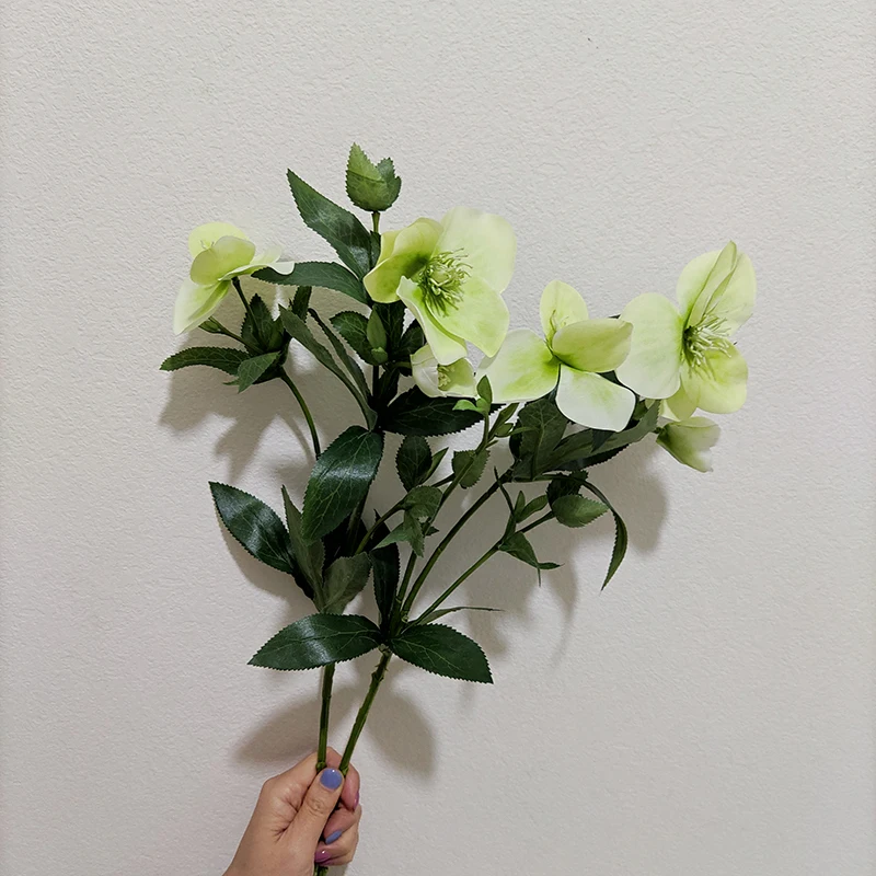 Attractive Faux Helleborus Flower Silk Christmas Rose Flowers Artificial Helleborus Flowers For DIY Floral Arrangement