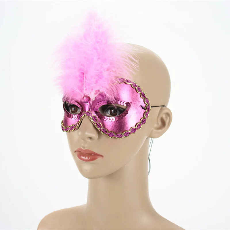 2020 New design Multicolor feather water drill mask Venice masquerade party factory supply