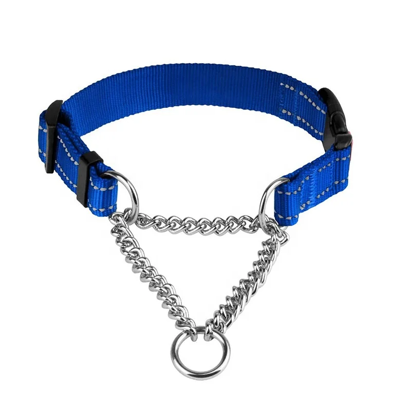 Hand Made Strong Adjustable Pet Martingale Training Stainless Chain Choke Collars for Dog
