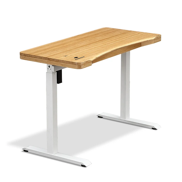 High End Home Computer Desk With Bamboo Table Top Height Adjustable Solid Wood Writing Desk Electric Desk With Drawer