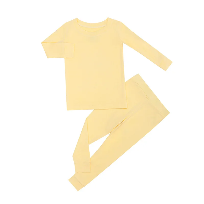 95%Bamboo +5% Spandex Custom Solid Color Bamboo Pajamas Baby Sleepwear Kids Bamboo Pajamas Set