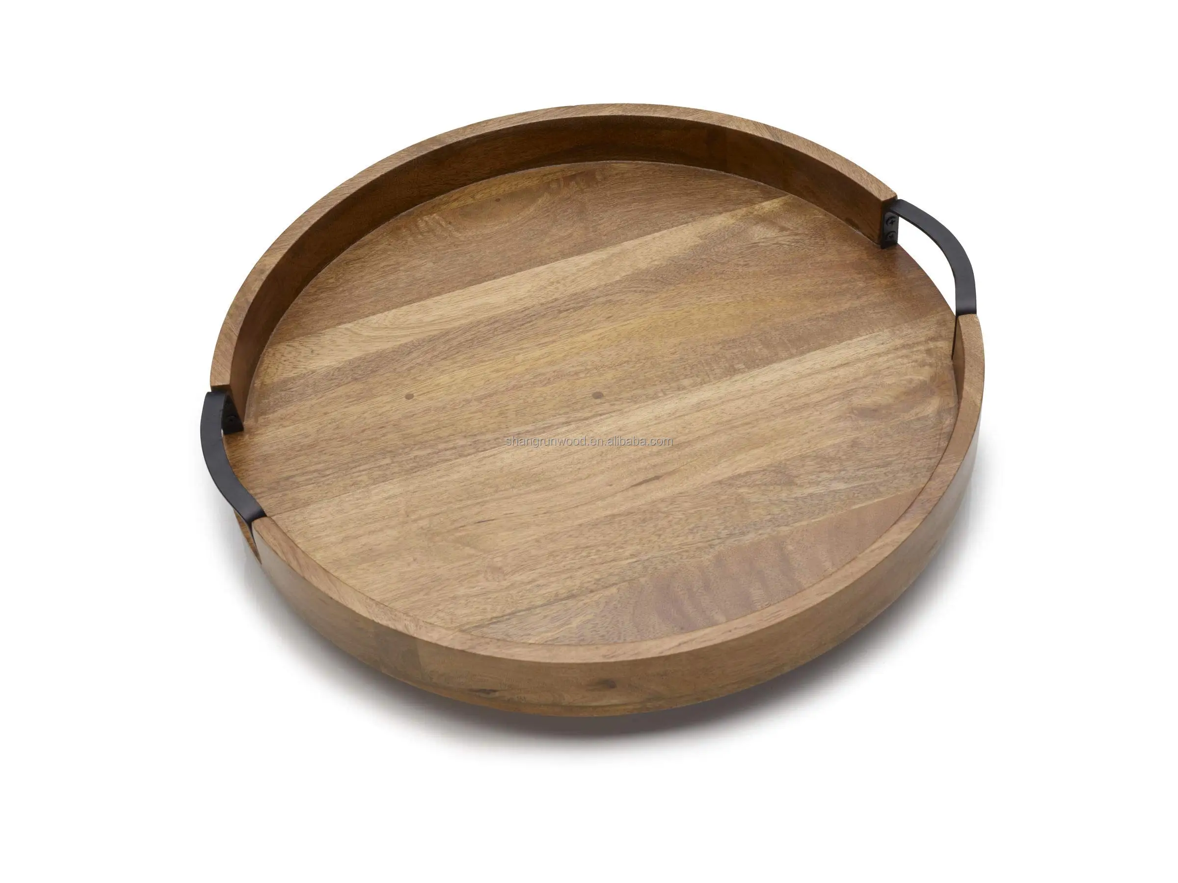 Minimalist Custom Storage Tray Display Round Lazy Susan Serving Tray Round Mango Wood Serving Tray With Handle