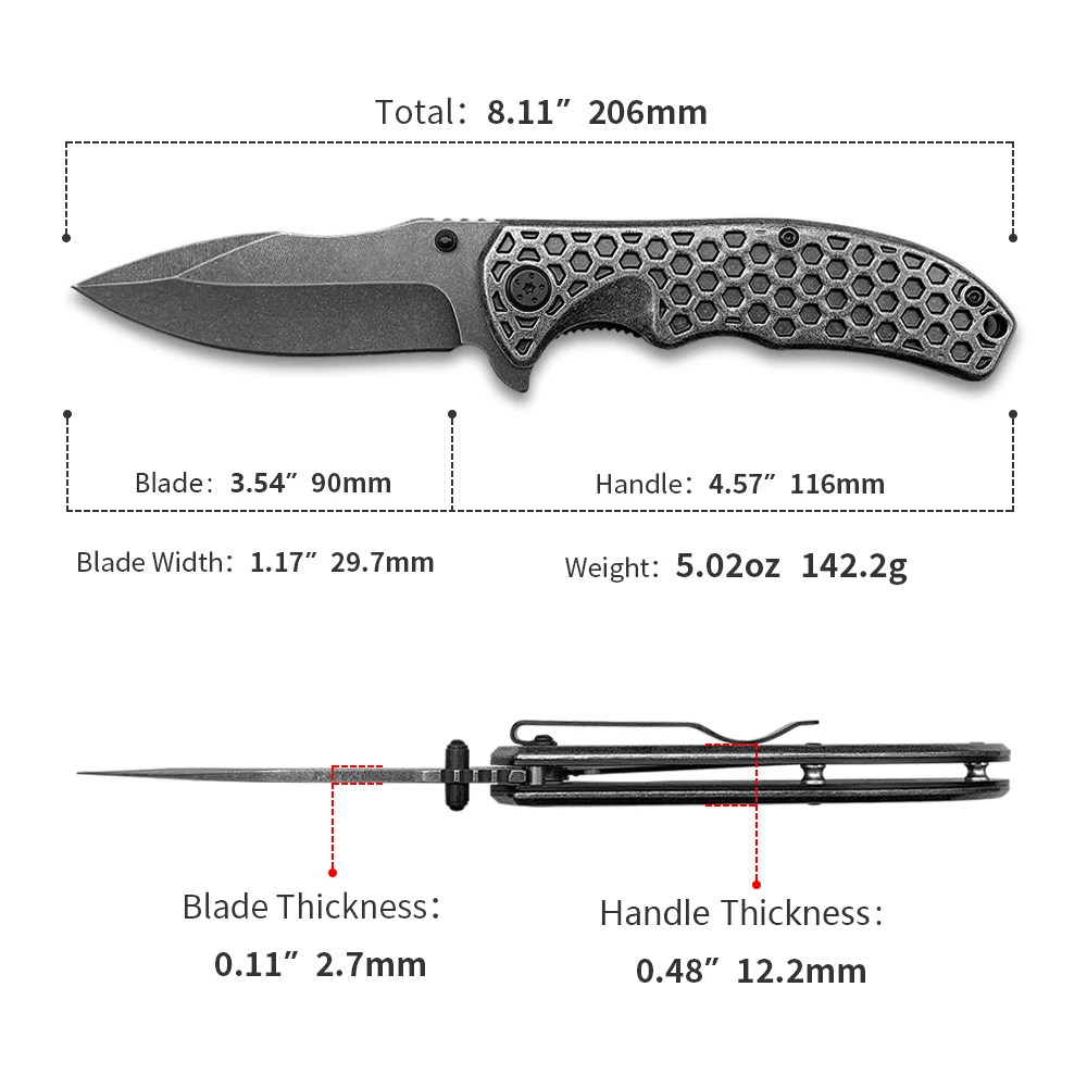 3cr13 steel blade gun color factory directly aluminium handle self-defense folding knife