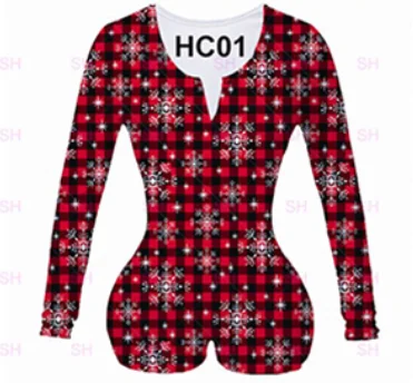 2022 Christmas Onesie Pajamas Custom Print Adult Onesie  Women Long Sleeve Blank Christmas Pajamas Onesie Jumpsuit Pajamas