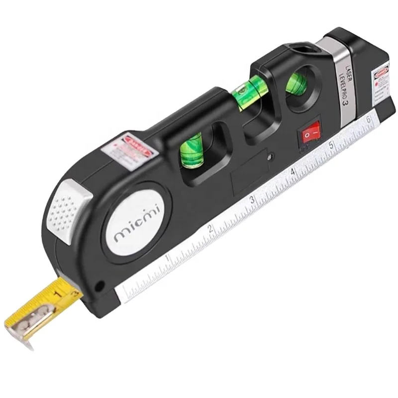 Multipurpose Cross Line Laser 8 feet Measure Tape Ruler Adjusted Standard and Metric Rulers Laser Level Line Tool
