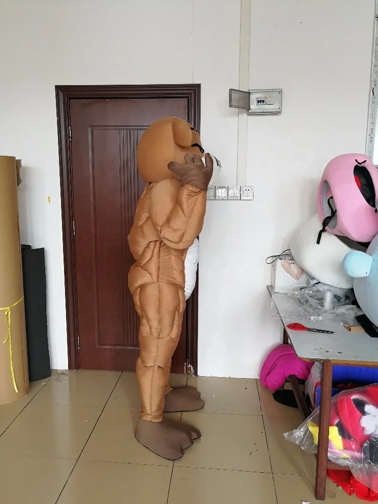 Unique adult character Beijing muscle dog mascot costume brown dog costume for sale