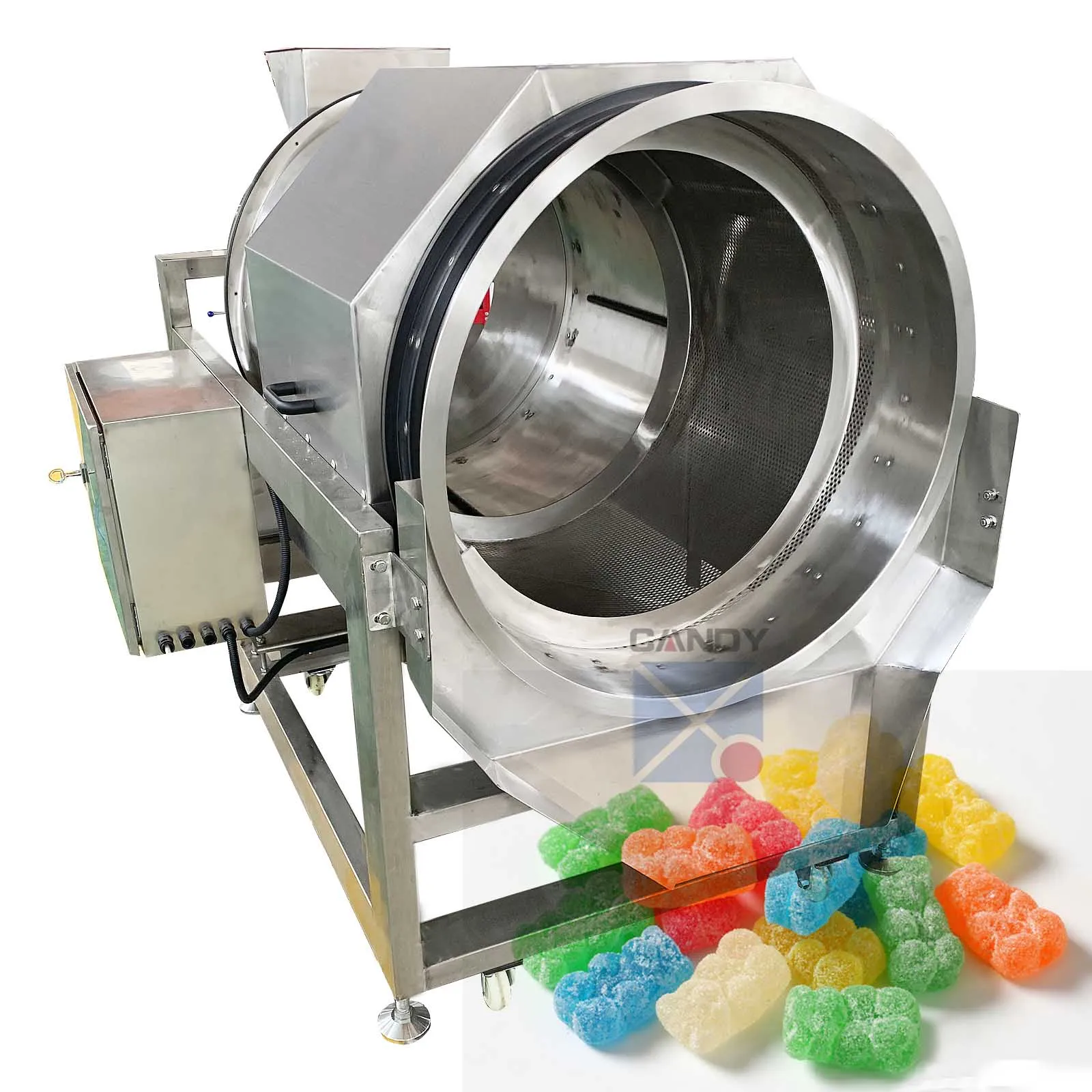 SUS316 made continuous automatic sugar coating oil coating machine for jelly candy gummy sanding machine