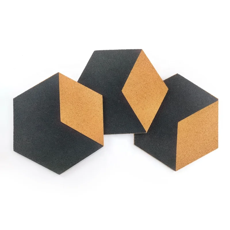 Hot selling good quality bulletin hexagon black self adhesive wall cork board