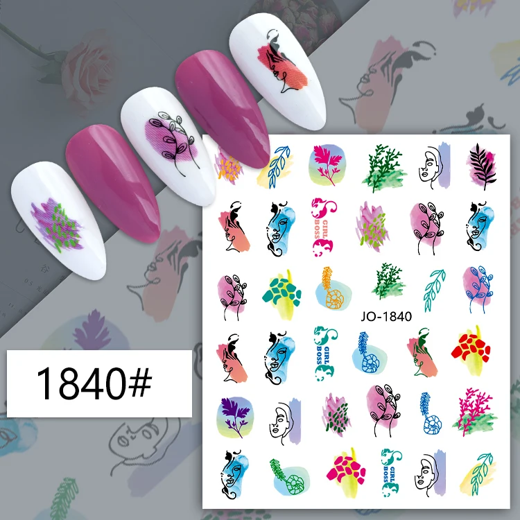 Natural beautiful leaf Wholesale Nail Sticker Decoration Self-adhesive 3D Summer Nail Stickers