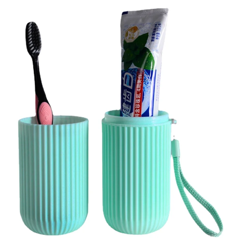 Travel Toothbrush Case Vertical Stripe Portable Mouthwash Cup Brushing Cup Wash Cup Toothware Box Toothpaste Storage Tube