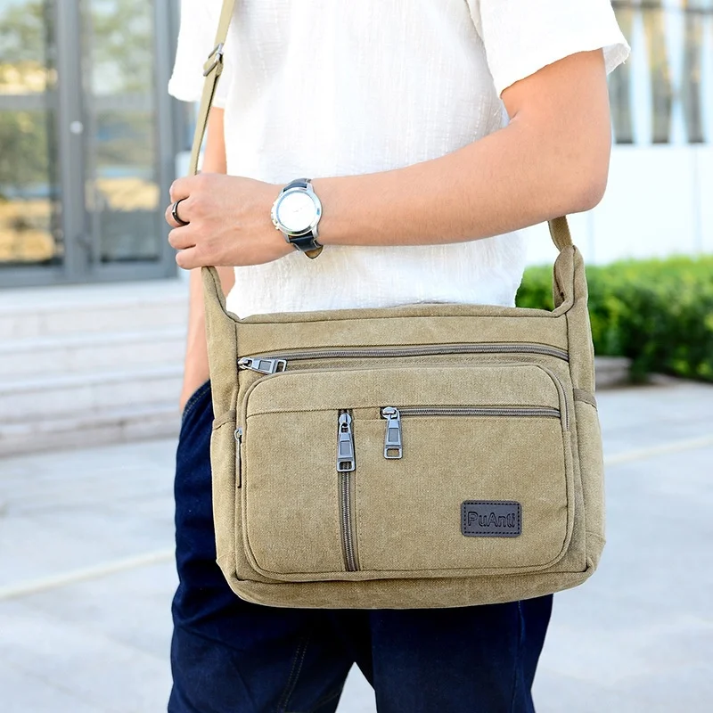 Large Capacity Classic Canvas Cross Body Shoulder Bags for Men and Women Fashionable Business Travel Messenger Bags
