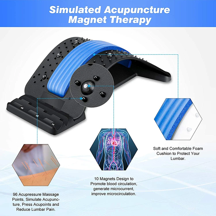 with Magnetic Acupressure Points Cotton Strip Pain Relief Massager Lumbar Stretching Support Device Back Stretcher
