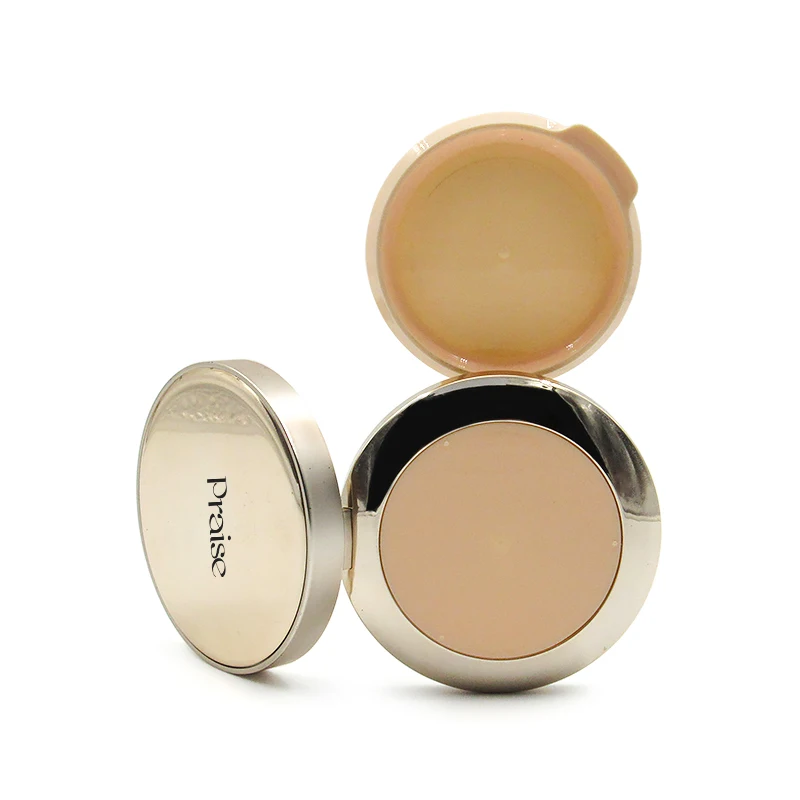 Gold plating custom design cosmetics plastic packaging, 15g round makeup air cushion BB powder liquid foundation empty case