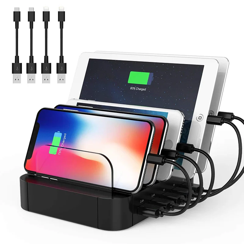 Ksentry 5-разъемное зарядное usb-устройство для Мульти USB зарядная станция настольная подставка Зарядное устройство Док-станция телефона деревянная