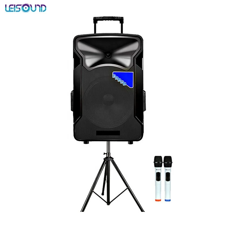 12inch or 15inch trolley rechargeable battery stage speaker with tripod