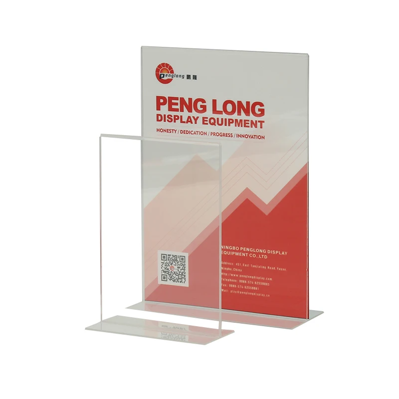 Penglong Clear Acrylic Table Slanted Menu Stand Display Sign Holder With/without Business Card