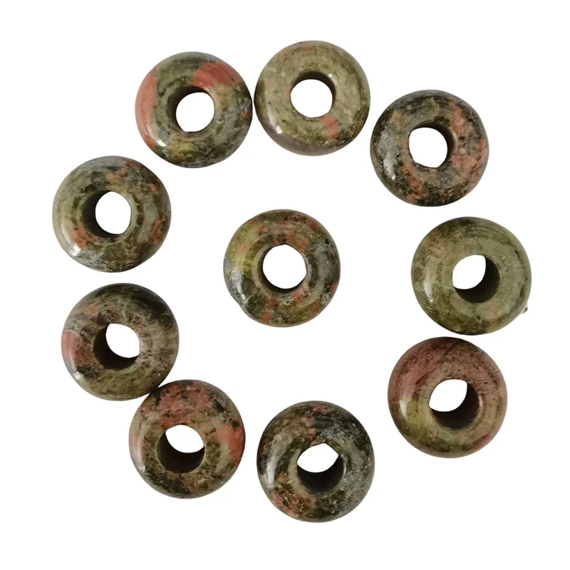 New Selling Superior Quality 14x8mm Unakite Beads Polished Natural Stone Large Hole Abacus Beads For Pendant Necklace Making