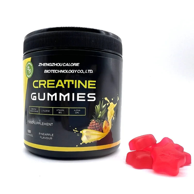 Wholesale Oem Vegan 5g Creatine Monohydrate Gummy Sugar Free 5g White Label Creatine Hcl Gummies Pineapple