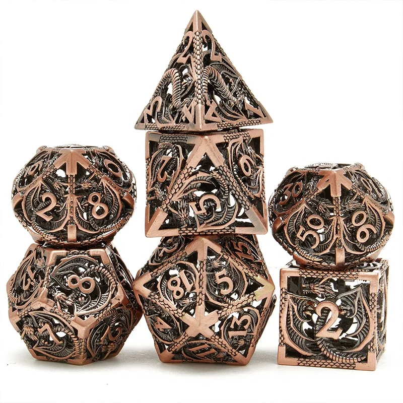 Hollow Metal DND Dice Set DND 7 D D Set For Dungeons Dragon Game Dice