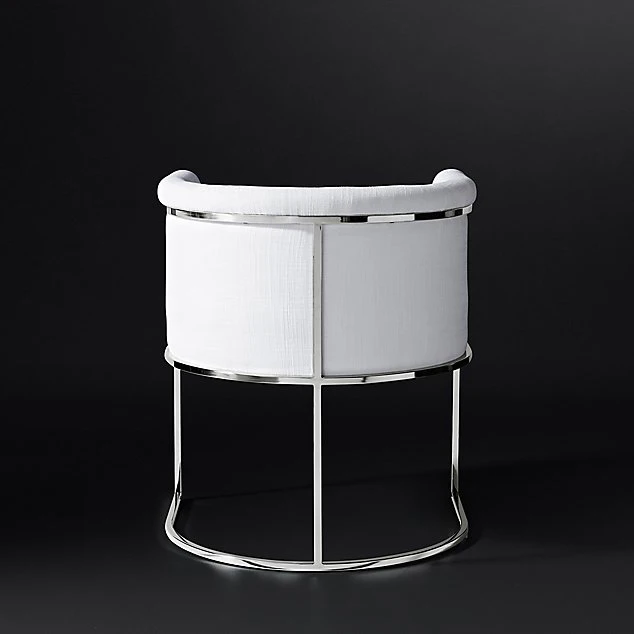 Luxury Design Fabric Modern White Dining Chairs Comfortable Velvet Accent Dining Arm Chairs With Silver Legs