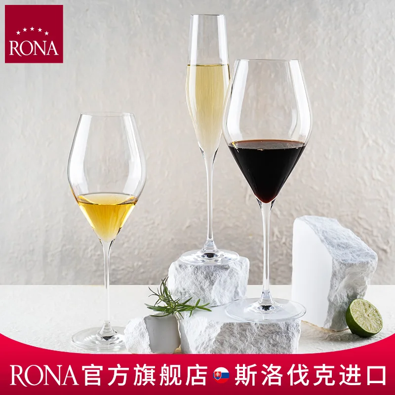 RONA Customization Luxurious Clear Colorful Transparent Gift Box Crystal Beveled Mouth Wine Glass Champagne Flute