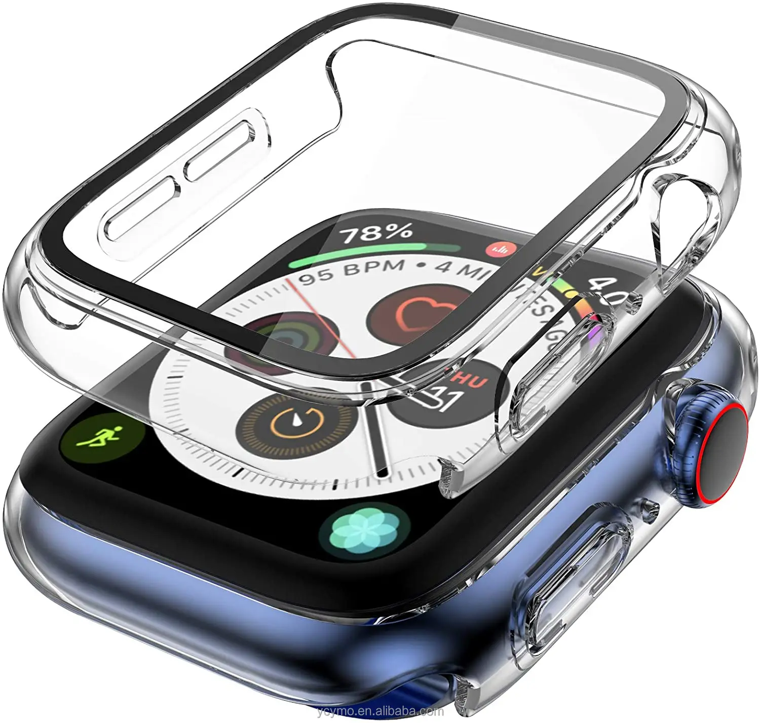 [В 2 упаковках] чехол 44 мм 40 41 45 для Apple Watch серии 7 SE 6 5 4 женщин и мужчин чехлы i-Watch жесткий с закаленным