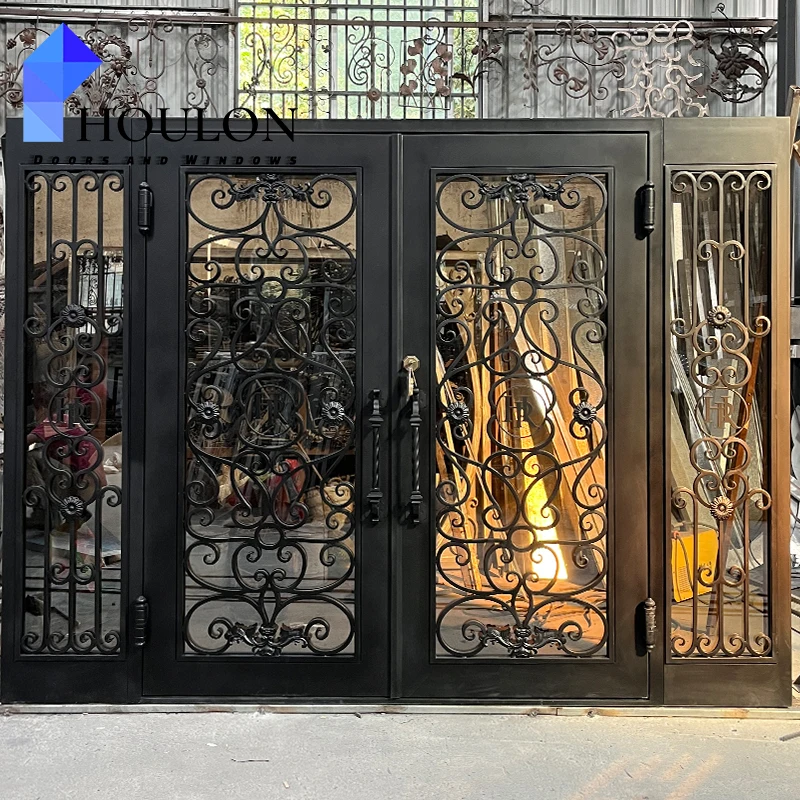 China Top Brand Supplier Main Entrance Metal Solid Iron Single Door Wrought Iron Front Doors