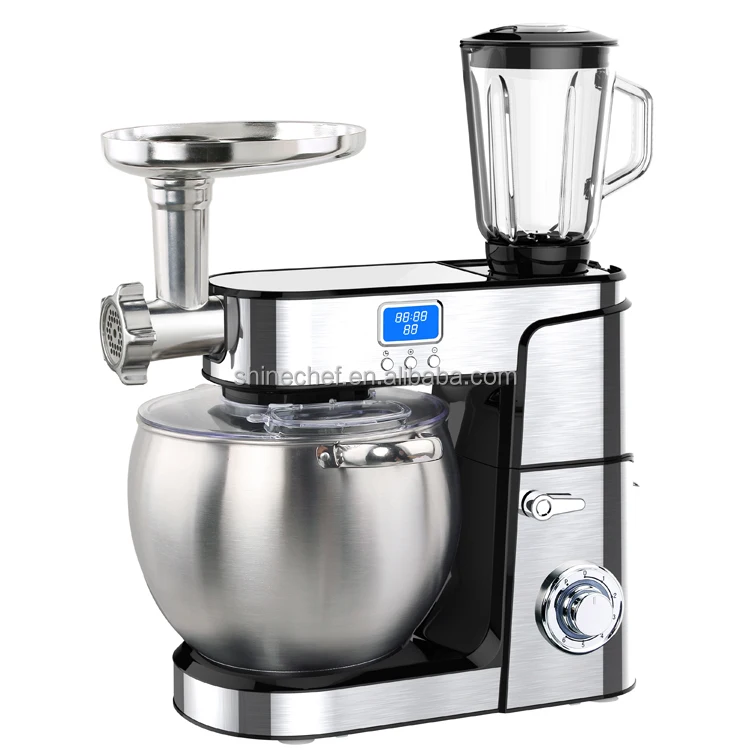Цифровой кухонный миксер с подставкой, Многофункциональный миксер для теста из нержавеющей стали, пищевой миксер с блендером 1,5 л, мясорубка