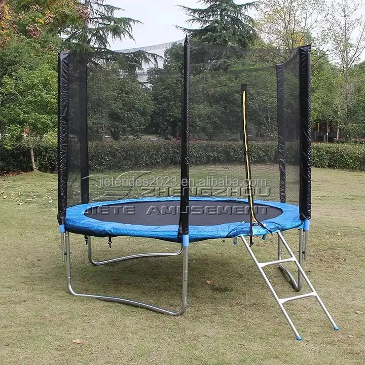 outdoor gymnastic fabric 6ft 8ft 10ft 12ft 16ft round park trampoline with tent enclosures slide ladder for adults