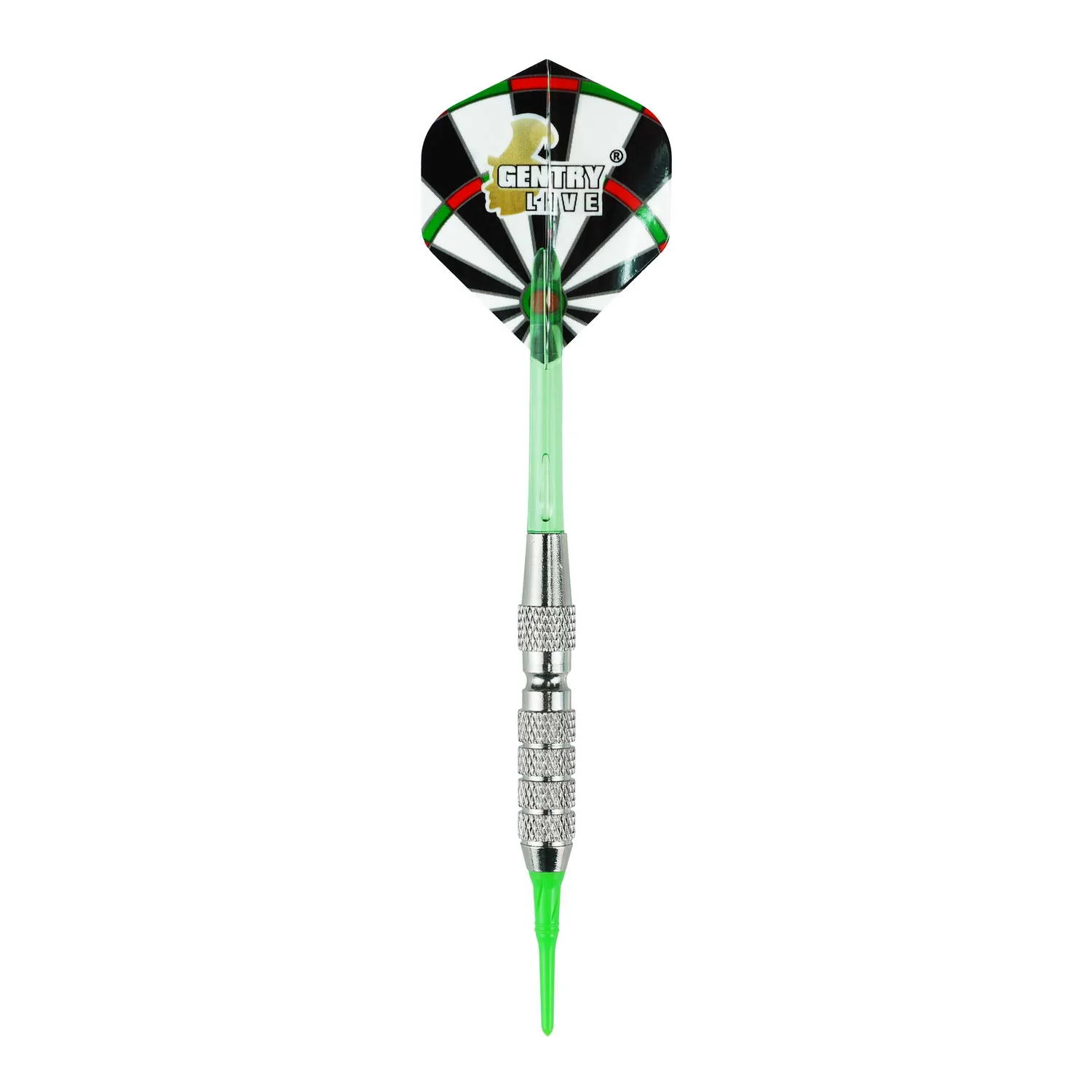 
Gentry Live Darts Set with Green Plastic/Nylon Shafts with Brass Barrel with Green/white Soft Dart Tip for Electronic Dartboard 