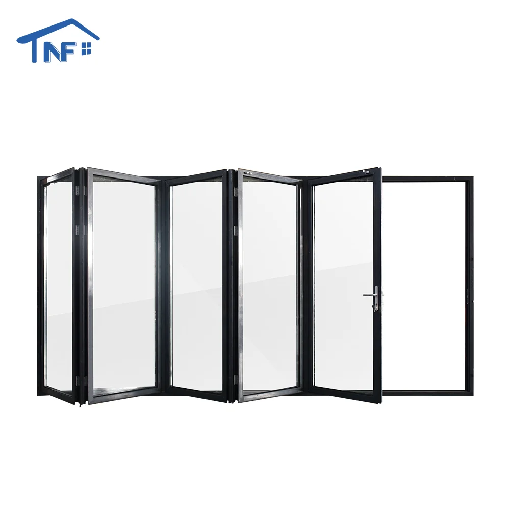 American NFRC certification accordion bi-folding door exterior patio glass door aluminum  bifolding door blinds factory