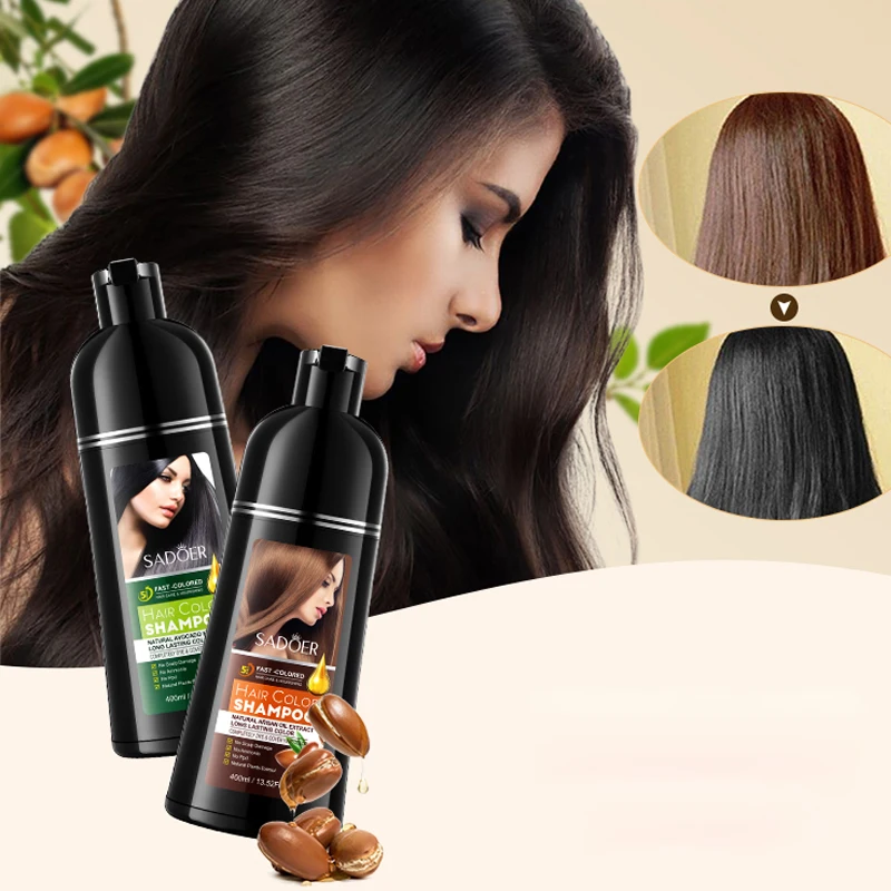 OEM SADOER 5 minutes Black Hair dye Shampoo color Manufacturer Private Label Fast Black Hair Shampoo Hair Dye