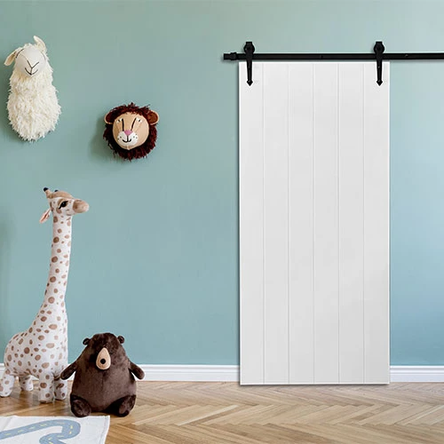 New Design Modern Plain White Bathroom WPC Wood Barn Sliding Doors