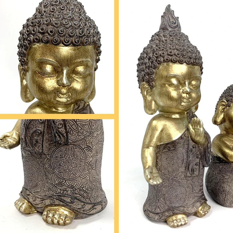 Cute Small Buddha StatueAdorable Monk Figurine Tathagata, India Yoga Mandala Sculptures, Decoration for Office, Bedroom